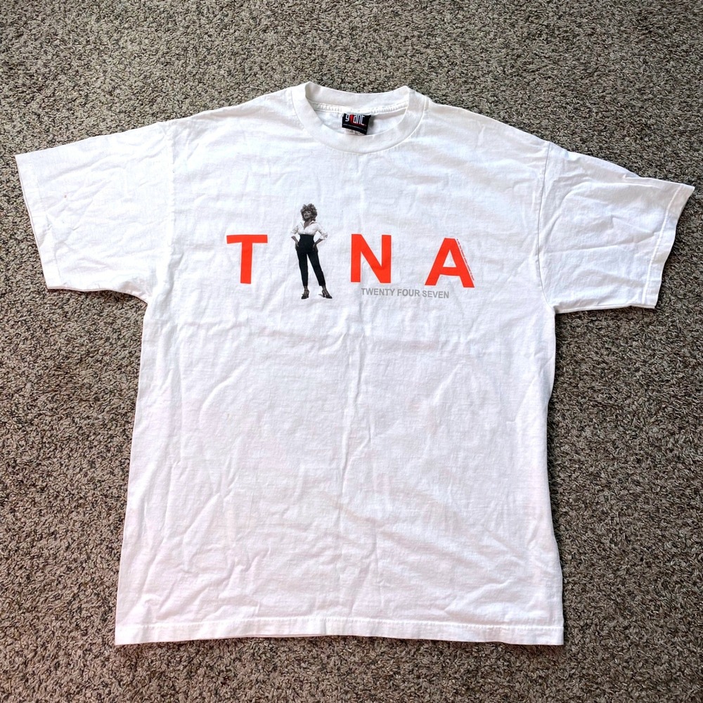 Giant Tag T-Shirt Men XL White Tina Turner 24/7 1999 Tour Graphic Vintage Tee